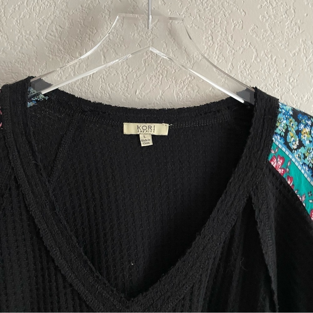 KORI Wunderlust Long sleeve Waffle Thermal Boho Top Large - Picture 6 of 12